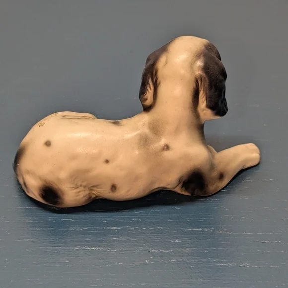 Vintage art line porcelain dog figure Japan black white setter puppy - Picture 4 of 5